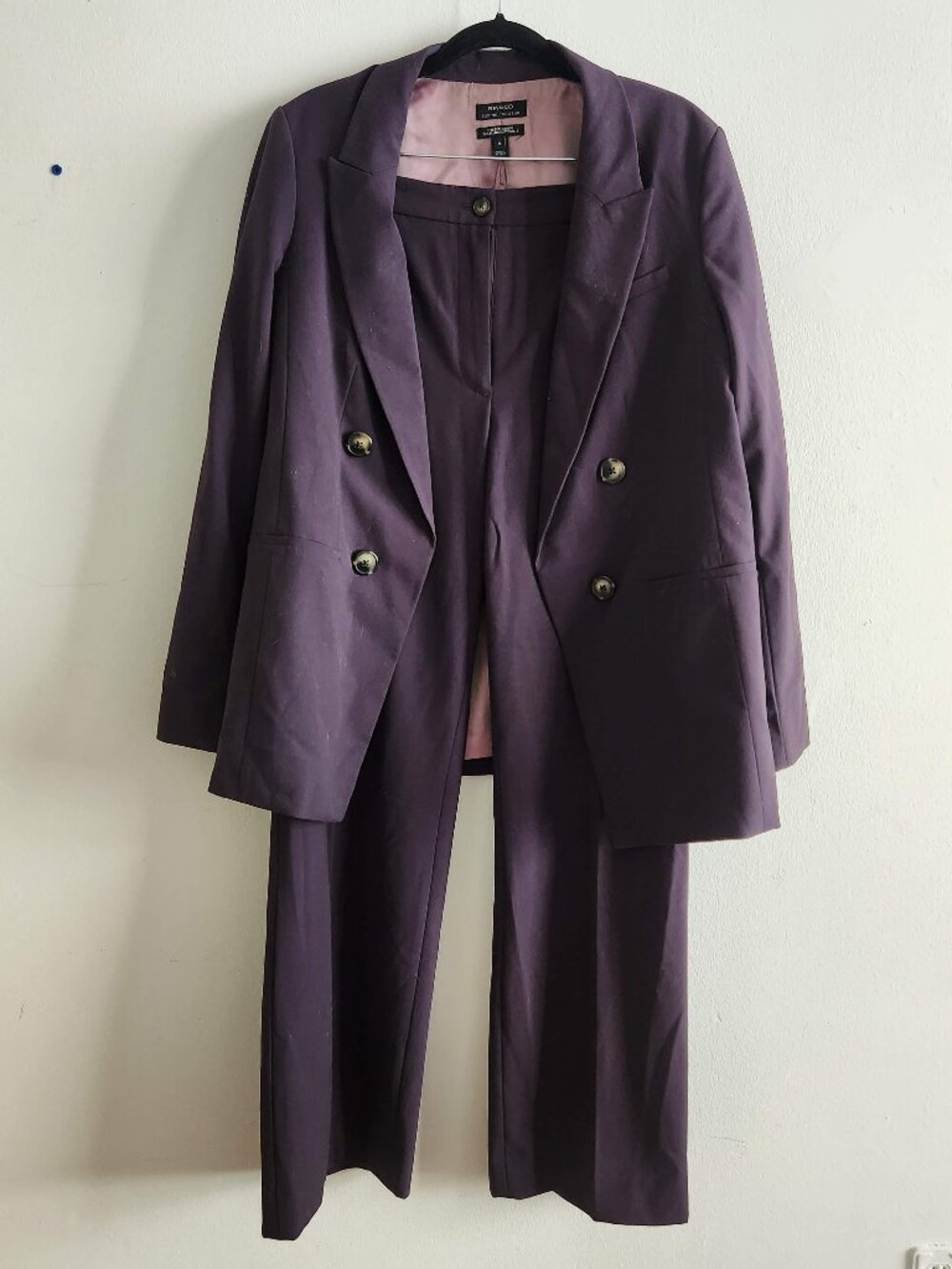 Eggplant women's full suit with blazer and wide leg pants